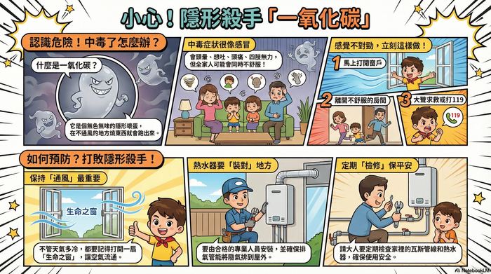 保護家人，遠離隱形殺手：一氧化碳中毒防治提醒圖片